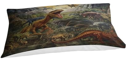 aaaaab Dinosaurier-Bettwäsche, 3D-Druck, Bettbezug, weiches, gemütliches Bettwäscheset, atmungsaktiv, für Teenager, Bettdeckenbezug, 3-teilig, Einzelbett (135 x 200 cm)