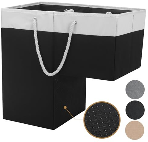 slcinwzdt Stair Basket for Stairs with Handle, Staircase Baskets for Carpeted and Wooden Stairs,16 Step Storage Basket for Toys, Clothes, Books, Tools, with Hard Board, Anti-slip (1, Black)