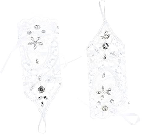 GAROZATION 1paar Kurze Fingerlose Brauthandschuhe Spitze Hochzeitsaccessoires Für Besondere Anlässe Für Hochzeiten Teepartys Und Fotoshootings