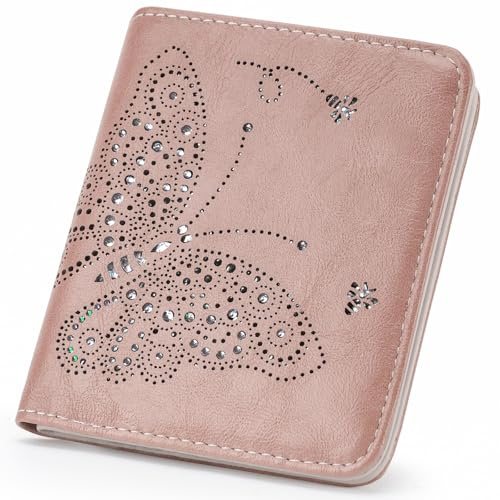 VIMUTI Small Wallet with Zipper RFID Blocking Purses for Women Slim Vegan Leather Wallet Bifold Card Holder Coin Pocket Ladies Purse with ID Window