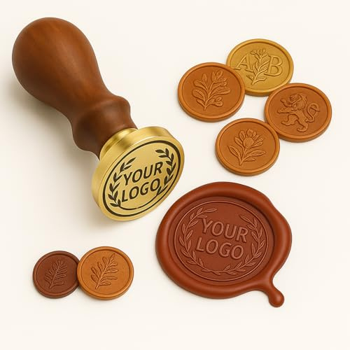 Siegelstempel Personalisiert, Siegelwachsstempel mit Ihrem Designbild, Wachsstempel Personalisiert mit Wunsch Initialen und Zierranke für Hochzeitseinladungen Brief Karte, Geschenkdekoration