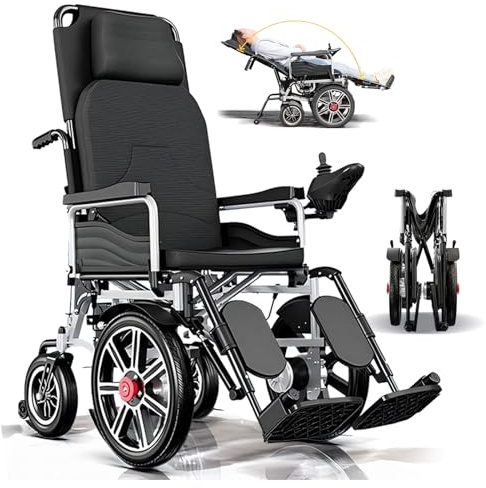 ZQHQKJ Faltbarer Elektrischer Rollstuhl für Senioren – Ultraleicht & Mobil, 500W Motor, verstellbare Rückenlehne (90°–160°), bis 150kg, Lithium-Batterie – ideal für Reisen, Alltag & Gelände,40a