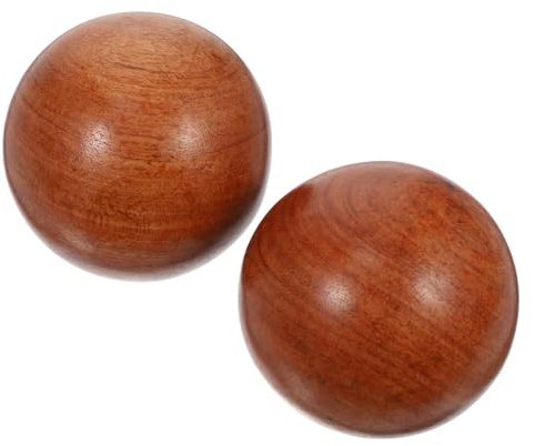 Healeved 2 Stück Rote Handmassagebälle aus Hartholz zur Stresslinderung und Handentspannung für Massage und Physikalische Therapiesitzungen