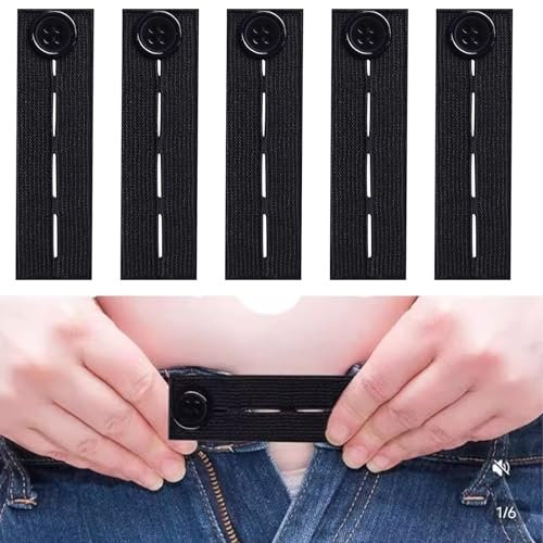 5 Stück Hosenbunderweiterung, Elastische Taillenverlängerung, Hosenerweiterung Verstellbare Elastische Hosenbund Verlängerung, Expanders für Männer und Frauen, Knopf für Hosen, Jeans und Kleid