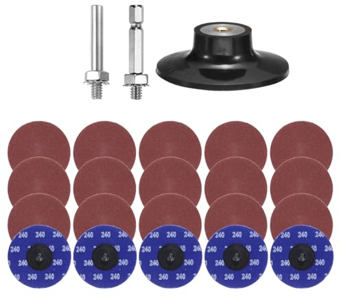 sourcing map 23pcs Quick Change Discs Set 3 Roll Lock Sanding Discs with 1/4 Shank Pad Holder 240 Grit Surface Conditioning Disc for Polish Rust Removal