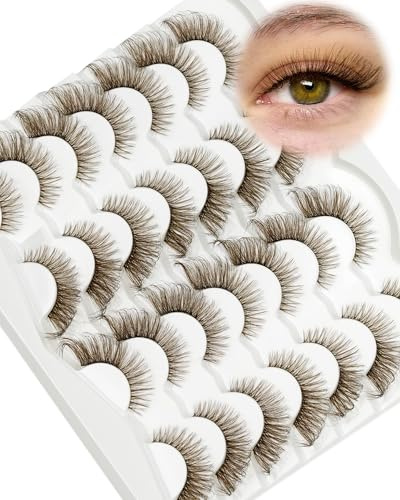 Faux Cils Cat Eye Lashes Brown Strip Eyelashes Marron Fox Eye Lashes 14pairs Fake Eyelashes 100% Fait à La Main D Curl Souple Et Réutilisable by Obeyalash (Style-Brown 146)