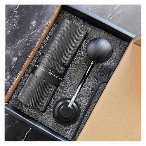 Manual Coffee Grinder with Precision Ceramic Burr, 60 Grades Adjustable, 7 Strar Aluminum Spice Grinding Manual Use, Small Coffee Bean Mill, Ideal for Drip, Travel-Friendly (Black,Aluminium)