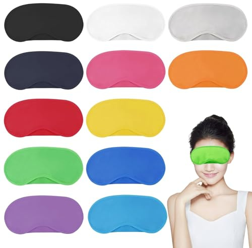 12 Pièces Multicolor Bandeau Yeux Sommeil,Masque Yeux Nuit,Bandeau Yeux lot,Masque Nuit Sommeil,Masque de Sommeil Bandeau Léger Avec Coussinet Nasal et Sangles Elastiques, pour Voyage.