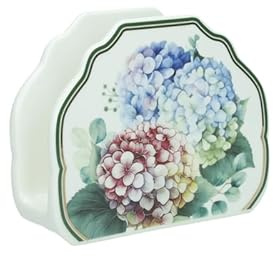 Brandani 51234 Serviettenhalter Tisch Flora Küche Weihnachten Brandani Oval Porzellan Blumen Grün Rosa Hortensie