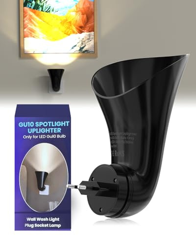 TobeBright Faretto da Parete GU10 con Spina, Applique da Interno Orientabili, Wall Washer per Presa a Muro, Portalampada GU10, Girevole 360°, Max 10W LED (Lampadina Esclusa)
