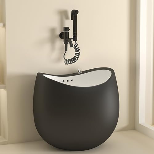 ZDMZR Pedicure Foot Spa, Foot Bath Soak Tub with Hot and Cold Water Taps, Ceramic Foot Bathtub(Black)