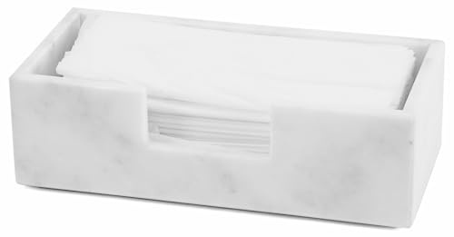 Radicaln Funda rectangular para caja de pañuelos de mármol para baño y | Hecho a mano, soporte de pañuelos blanco para decoración de baño y tocador, servilletero, protección de base de fieltro