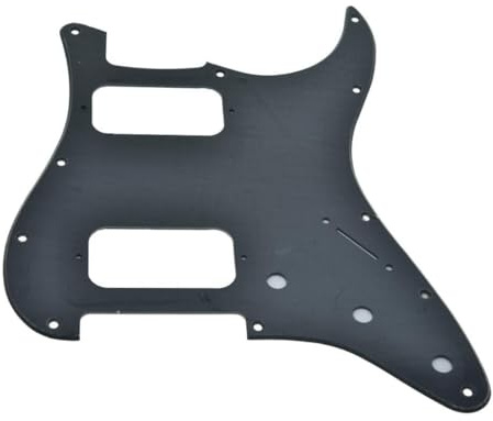 Dopro 11-Loch ST-Style Dual Humbucker HH Pickguard für American Strat Gitarren mit zwei Brummkompensationsspulen, abgerundete Ecklöcher, mattschwarz