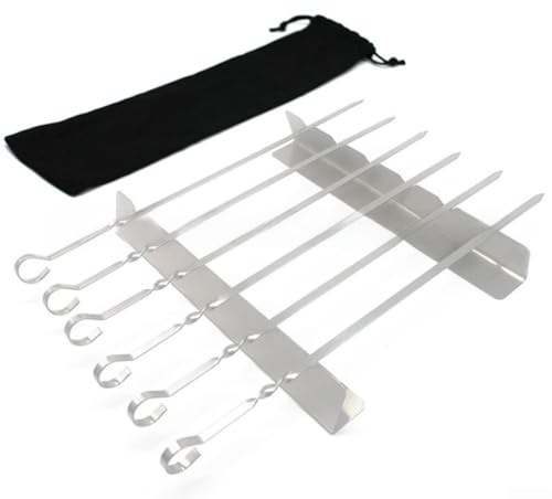 Ensemble de brochettes essentielles pour barbecue avec support et brosse à huile conçues pour la viande, les légumes et les fruits
