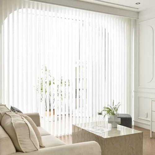 Persianas verticales opacas de alta calidad para puertas y ventanas, ancho ajustable 50 120 cm, elegante cortina de listones blancos, ideal para el hogar y la oficina, tamaño: 90 x 175 cm