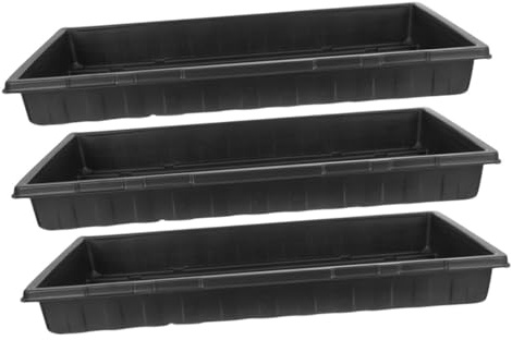 Kisangel Set 3 Pz Vassoi di Avviamento per Piante in Plastica Nera 1,8mm Senza Fori per Germinazione e Coltivazione in Serra, Accessori per Vivaio e Giardinaggio, Resistenti e Salvaspazio