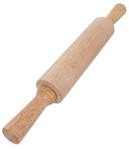 Healifty Mattarello in Legno di Caucciù Medio Rotante per Impasto Pasta Sfoglia Dolci e Pizza Strumento da Cucina per Forno e Casa