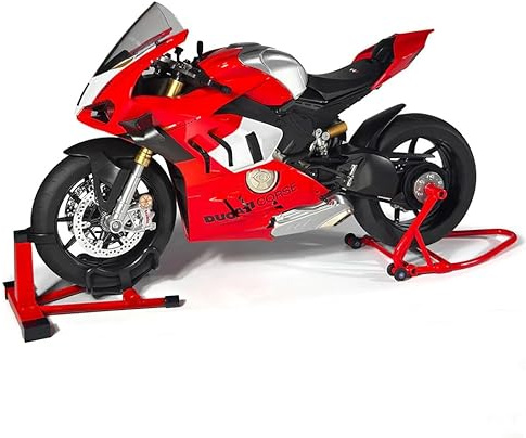 NIKOLATOY 1/6 Alloy Motorcycle Model Accessory Set, Red Stand, Creative Desktop Display and Collectible Gift (V4R)