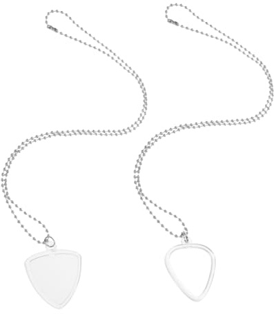 UPKOCH Gitarrenplektrum Halter 2 Stück mit Langer Kette, Transparent | Kunststoff und Metall, für Gitarristen und Musiker, Zuhause oder Sessions, Sichere Aufbewahrung
