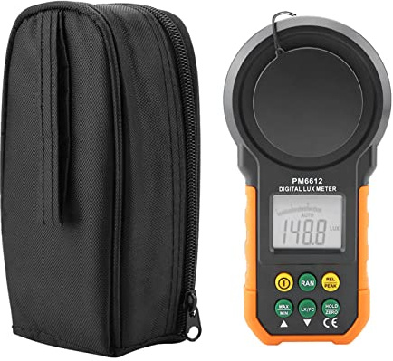 Fdit PEAKMETER PM6612/PM6612L – Luxmètre numérique haut pour lampes fluorescentes et incandescentes – Écran LCD rétroéclairé facile à utiliser pour un usage domestique et professionnel (PM6612)