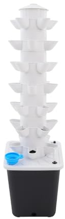 LOYEMAADE Hydroponic Grow Kit 7 Piani 35 Fori Aeroponica Torre Piantatrice Sistema di Coltivazione Idroponica con 10L Serbatoio Acqua per Erbe, Frutta, Verdura, Fiori