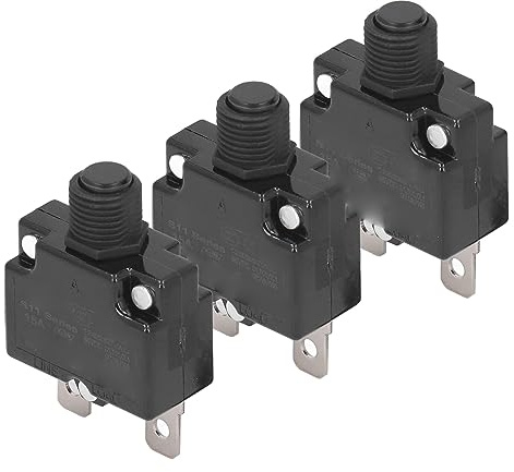 KIMISS Fusibile relè a Ripristino Automatico 10 Pezzi 15A - Protezione Sovraccarico Interruttore Termico per Applicazioni Impermeabili 125/250 V CA e 65 V CC