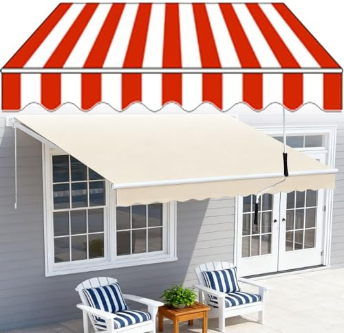Tenda manuale retrattile, 3 x 1,5 m, resistente ai raggi UV e all'acqua, braccio articolato, con manovella e staffa da parete, per balcone, giardino, padiglione esterno, soluzione ombreggiante a