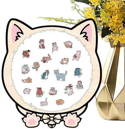 Puzzles Animaux - Puzzles en Bois pour, Charmant Design félin 135 pièces encadré par Un Chat, Jeu de Cerveau pour garçons, Filles, Jeunes, Personnes âgées, préscolaire, décoration d'intérieur,