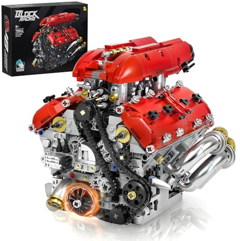 NEXTJOY V8 Engine Model Kit, Build Your Own Visible Car Motor, Advanced STEM Mechanical Building Block Set for Adults, Collectible Engine Model for Display, Desk Decor & Gift to Car Lovers