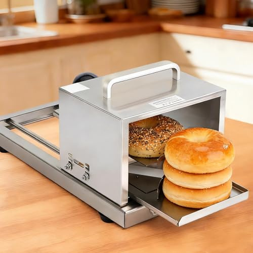 lealovengzh Manuell brödskärare för hembakat bröd, fodertråg: 12 x 15 cm, metallkänsla, justerbar tjocklek, 4 växlar, kulhandtag, handtag, lätt att rengöra, för perfekta, enhetliga skivor