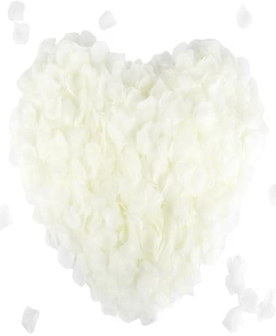 WINXMIN 2000 Stück rote Seidenrosenblätter, künstliche Rosenblätter ohne Taste, für romantische Szenen, Hochzeit, Jahrestag, Geburtstag, Dekoration, wasserdicht und verblasst nicht(Weiß)