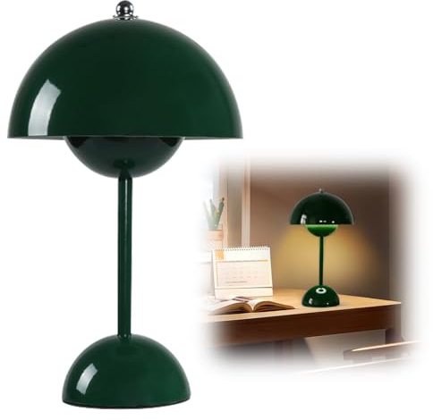 DASIAUTOEM Blütenknospenlampe,Pilzlampe Tischlamp LED Akku Tischlampe,Dimmbare Led Nachttischlampe 3000k-6000k Pilz Lampe Für Wohnzimmer, Schlafzimmer Büro (Dunkelgrün)