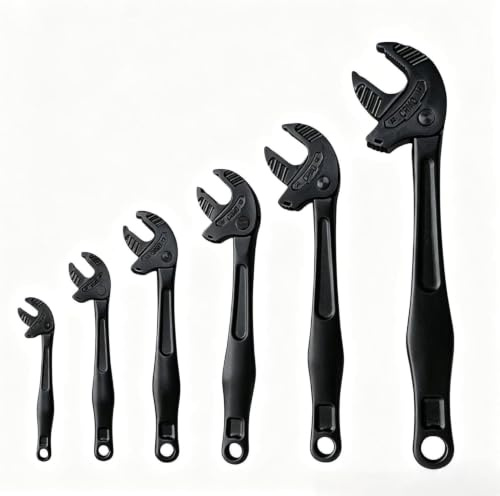 Adjustable Spanner & Ratchet Wrench, Self-Tightening Crab Claw 10-32mm, Universal Adjusting Wrench With 360° Rotating Jaw, Quick-Release Spanner For Plumbing, Gas & Automotive (black, 16-19mm)