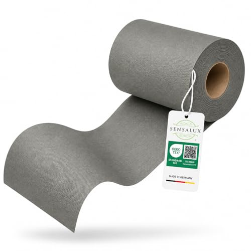Sensalux Tischläufer Vlies 15 cm x 25 m Grau, abwaschbar | wasserabweisend, stoffähnliches Tischband, OEKO-TEX, Party Hochzeit Catering Event