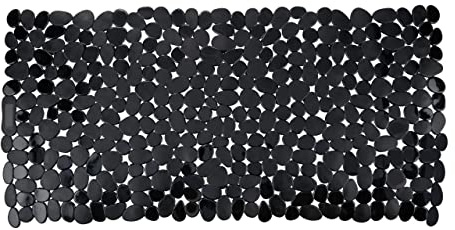 WENKO Wanneneinlage Paradise Black - Antirutsch-Badewannenmatte mit Saugnäpfen, Kunststoff (TPR), 36 x 71 cm, Schwarz