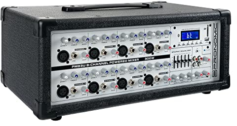Pronomic PM83U 8-Kanal Powermischer mit USB/SD/Bluetooth MP3-Player (Live Mischpult mit integriertem Verstärker, Digitales Effektgerät, 300W)