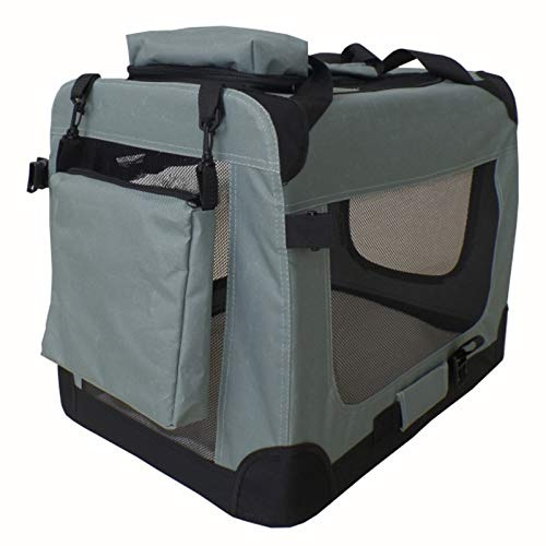 Faltbare Hundebox Transporttasche Transportbox Auto für Katze Hunde Große Kleine Box Bag Bed Decke Klein Auto Transport 7 Größen Taschen Fünf Farben Petigi (Grau, L (70 x 52 x 51 cm))