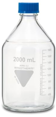 Rasotherm Boro 3.3 Laborflaschen, Blaue Schraubkappe, GL45 Gewinde, 2000ml Kapazität