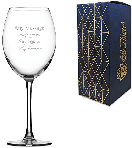 Personalised Engraved Enoteca 19oz Large Wine Glass, Personalise with Any Message for Any Occasion, Stylize with a Variety of Fonts, Gift Box Included, Laser Engraved
