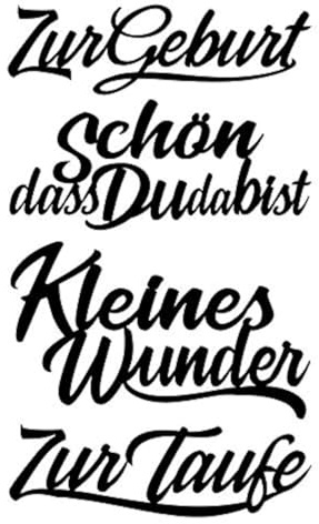 Ideen mit Herz Stanzschablonen, Schriften, Zur Geburt, 3cm bis 8,2cm, 4 Stück