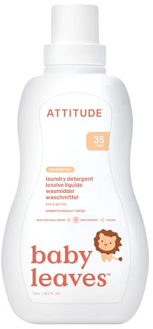 ATTITUDE Baby Laundry Detergent Liquid, EWG Verified, Safe for Baby Clothes, Infant and Newborn, Vegan and Naturally Derived Washing Soap, HE Compatible, Pear Nectar, 35 Loads, 1.05 Litres