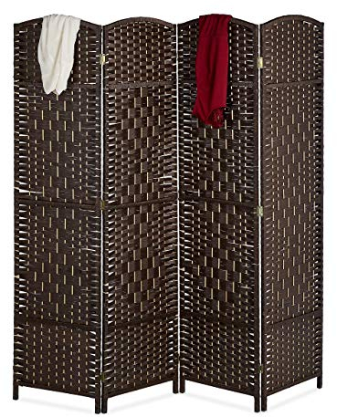 Relaxdays Paravento a 4 Pannelli, HxL: 170 x 160 cm ca., Divisore Pieghevole, Separé per Ambienti Interni, in Marrone