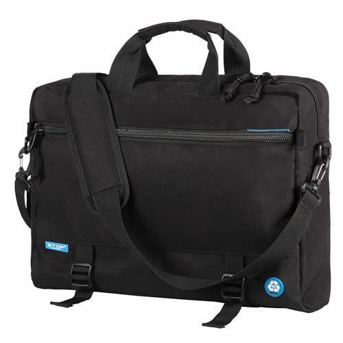 Stop Ocean Plastic 46201 RPET 3 in 1 Multifunktionstasche BARBADOS, Laptoptasche für 15,6 Notebooks, Business Schultertasche aus recyceltem PET, Convertible Rucksack ca. 43 x 32 x 9 cm, Schwarz