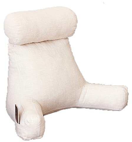 Lesekissen Rückenkissen, Rückenkissen Bett mit Nackenrolle Abnehmbare, RückenstüTzkissen Sofa Couch, Lesekissen Buchkissen Lesehilfe mit Armlehnen, Groß Kissen para Lesen Weiß
