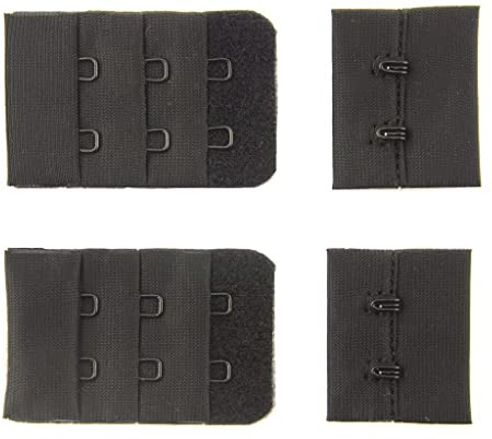 HAND® Black Bra Hook and Eye Bra Strap Sew-in Fasteners - 2 Hooks - 32 mm Wide - Pack of 2 Sets