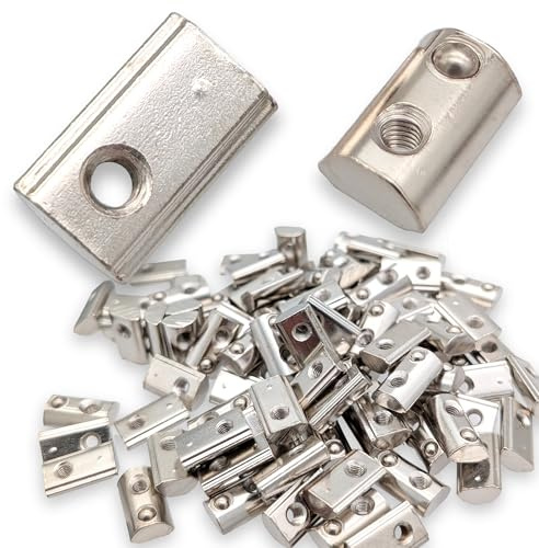 100x M3 Nutenstein für 6mm Nut 6 mit Zentrierung und Federkugel für 3D Drucker und CNC 20x20 Hammermutter 2020