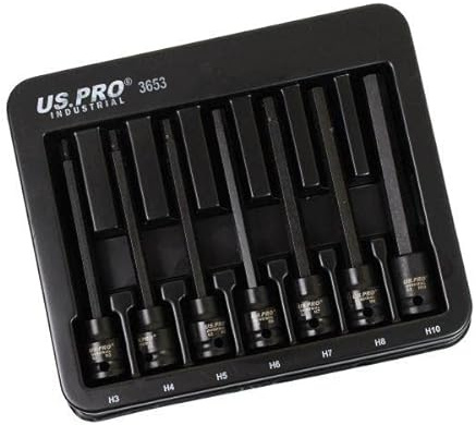 US PRO Industrial Lot de 7 douilles hexagonales 3/8 DR extra longues H3 - H10 3653