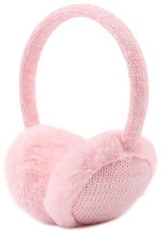 Pesaat Winter EarMuffs for Kids Outdoor Girls Knitted Ear Cover Plush Toddler Boys Ear Warmer 3-8 Years (Pink)
