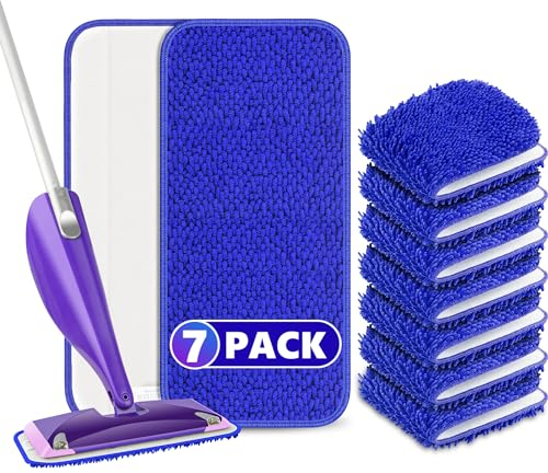 7er Set Wiederverwendbar Mop Pads für Swiffer WetJet Swiffer Bodenwischer, Mikrofaser Swiffer Feuchte Bodentücher für Fliesen, Laminat und Fast jeden Boden, 30 x 14 cm