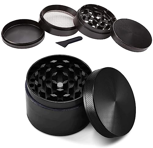 Norhogo Spezie Erbe Grinder in 4 Pezzi Tritino in Metallo, Macinaspezie Macinapepe Versatile Portatile Nero
